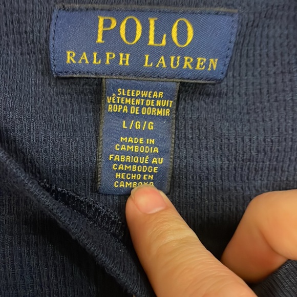 Polo long sleeve thermal shirt mens large navy blue and white - Picture 4 of 5